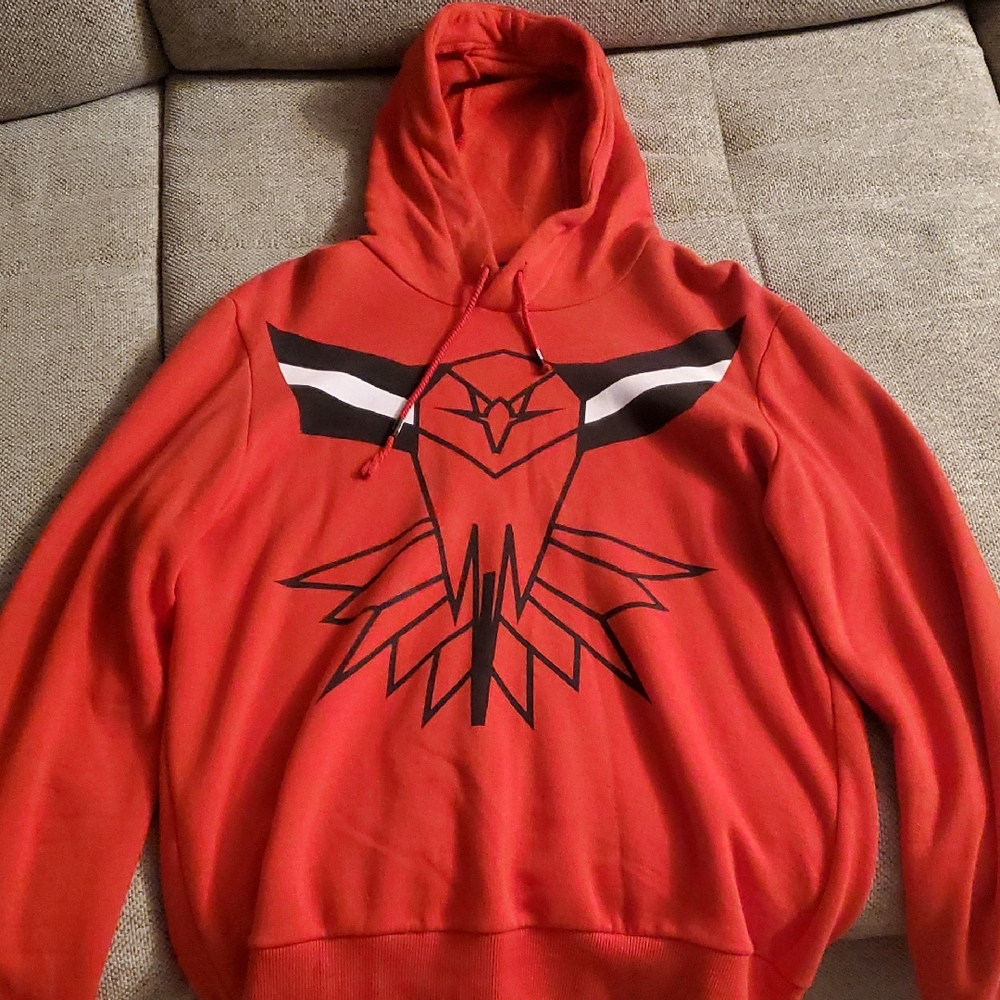 Roberto Cavalli Red and Black Graphic Hoodie